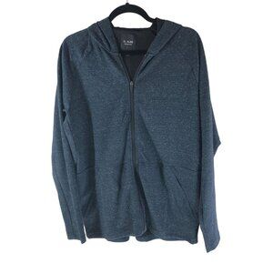 01. Algo Mens Hoodie Zip-Up Pockets Blue Size M